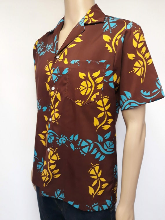 Vintage 70's Pomare Hawaii men's brown hawaiian p… - image 5