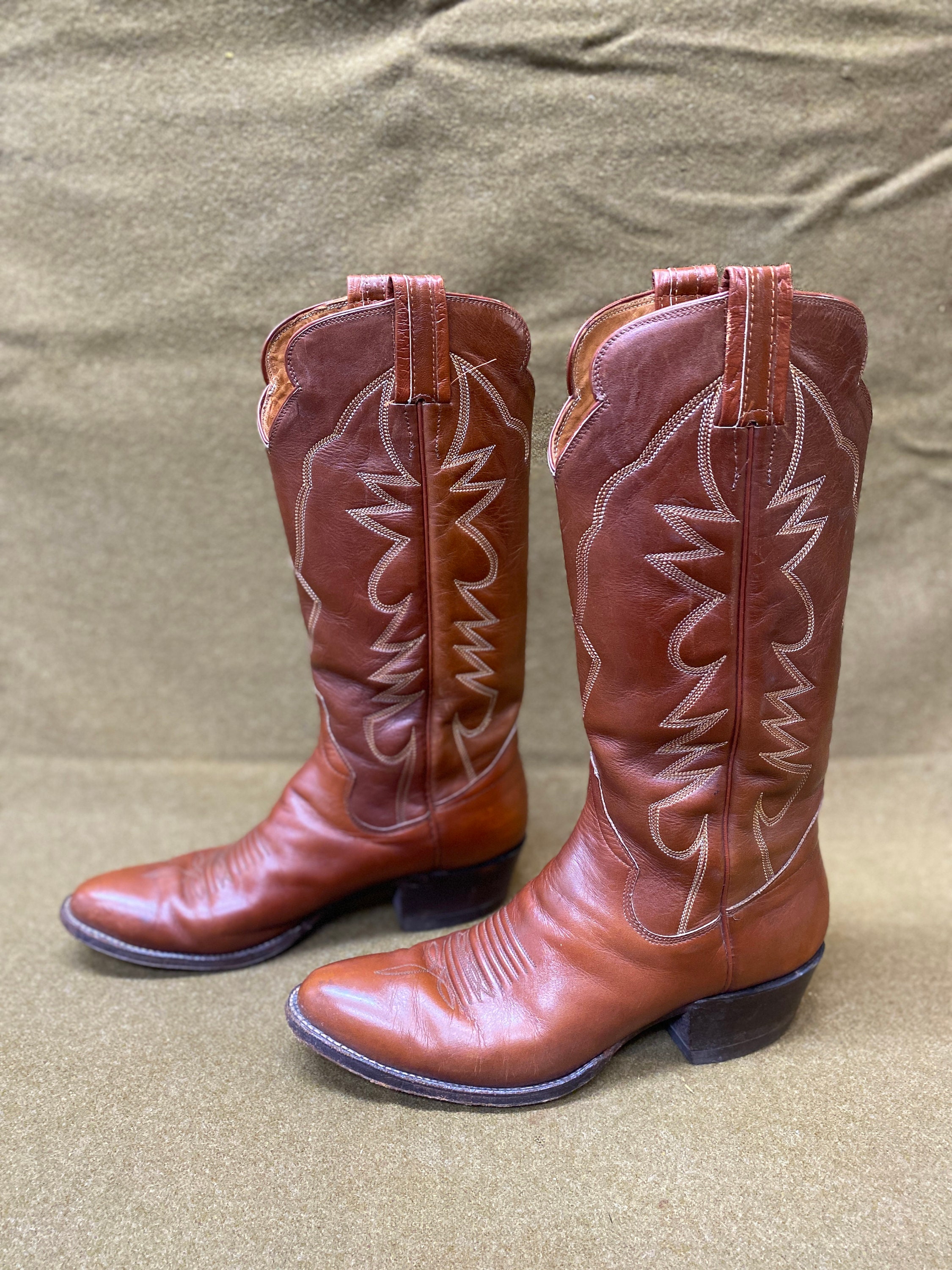Sanders Cowboy Western Ranch Stitching Leather Boots Size  display picture 1