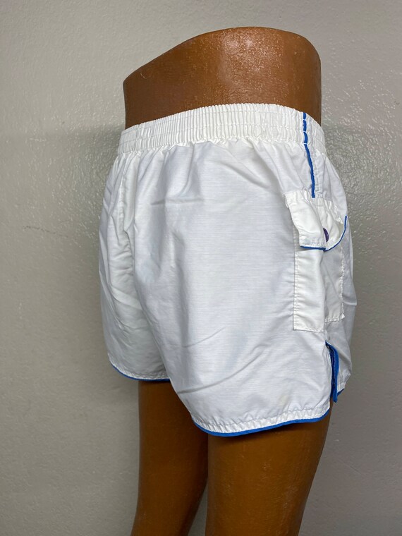 80's White unisex athletic short trunks size medi… - image 7