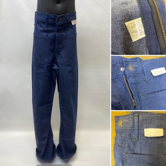 NWT 25x35 Denim sailor style bell bottoms 4 patch… - image 1