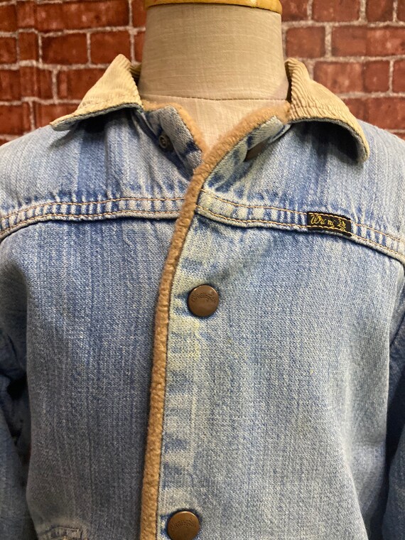 70's Wrangler size 10 boys denim sherpa jacket made i… Gem