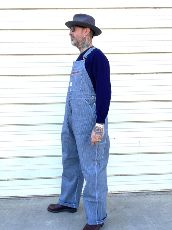 Deadstock Pointer hickory denim work overalls rai… - image 5