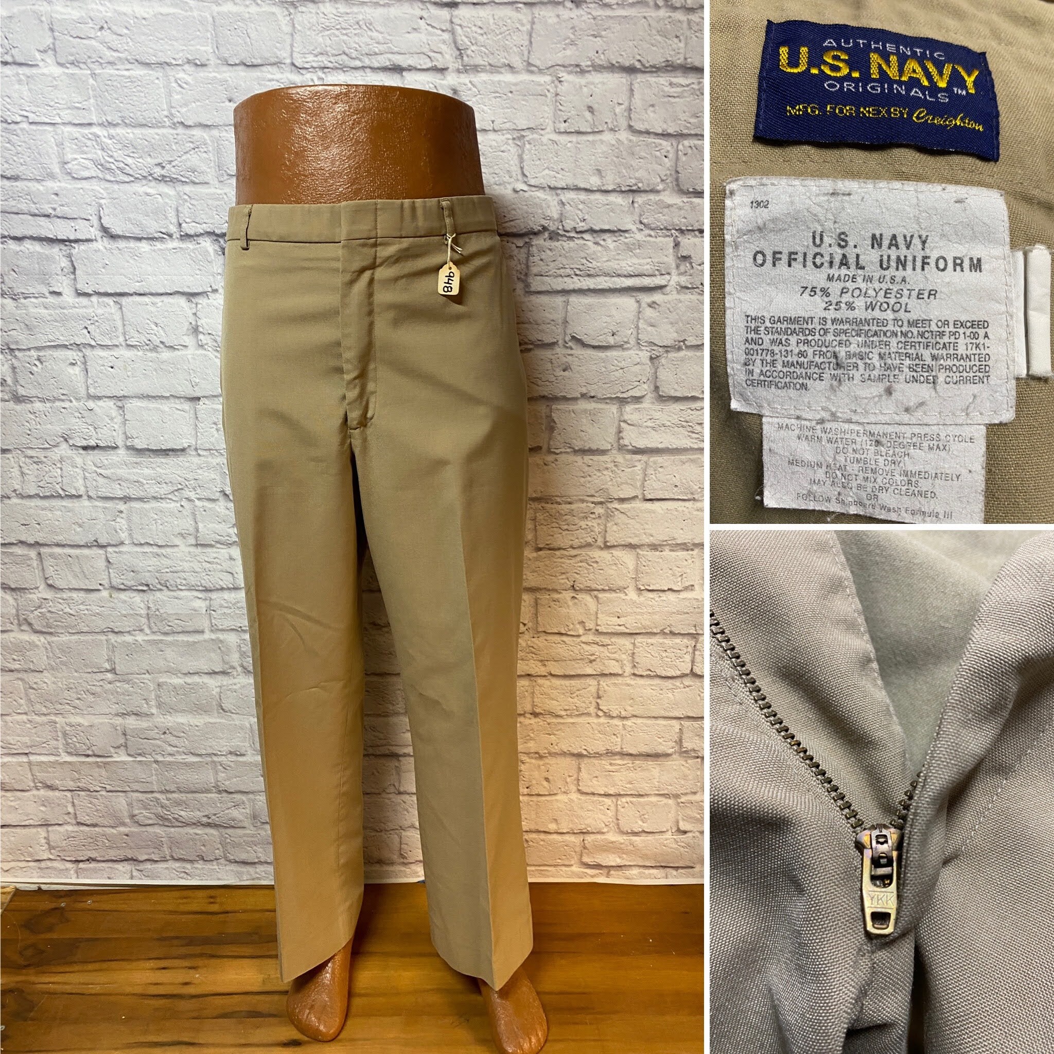 US Navy Official Khaki Military Chinos Slacks Trousers Pants US Navy Official Khaki Military Chinos Slacks Trousers Pants