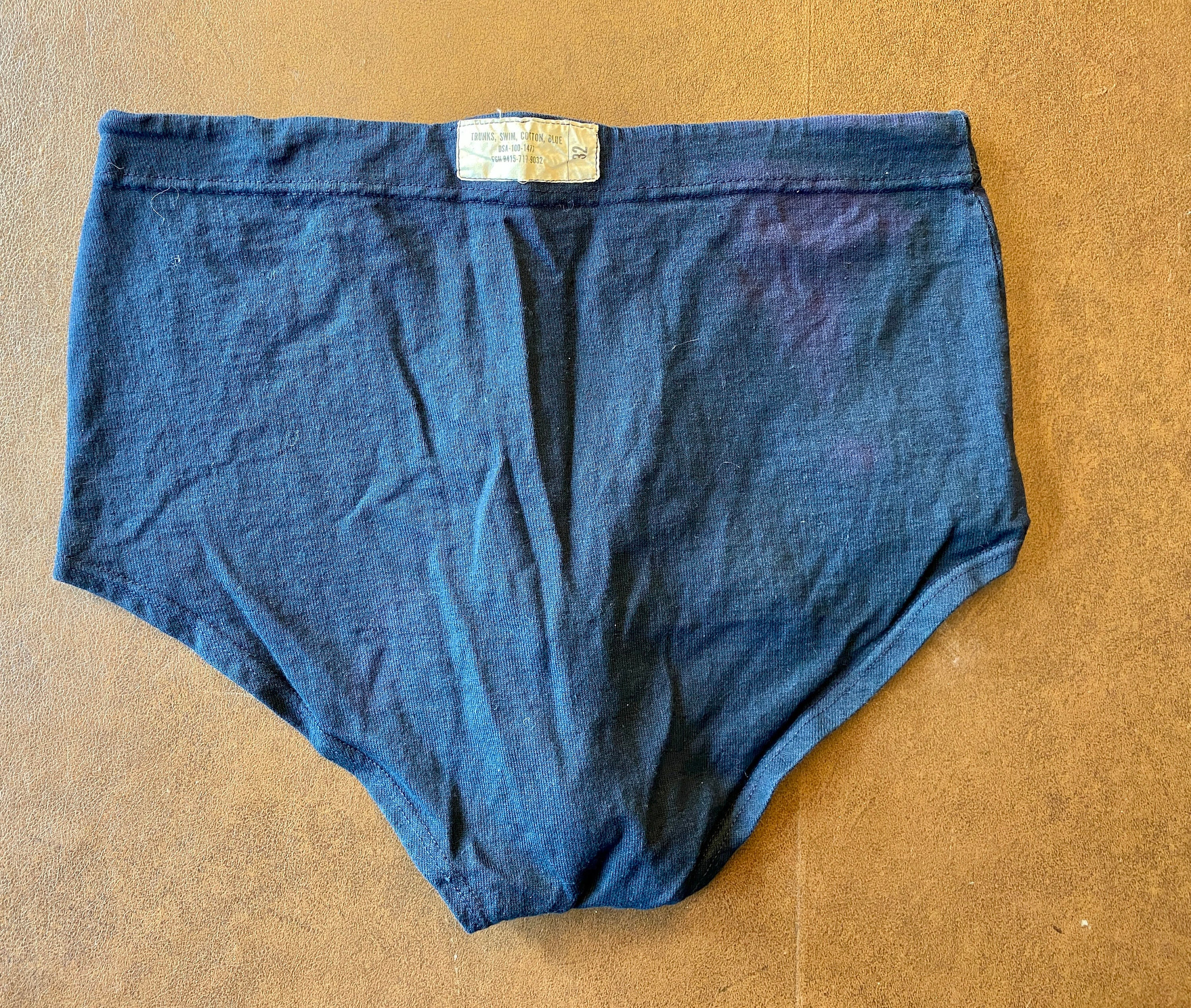 60's 70's USN blue trunks swim cotton pants size 32 made in U. S.A.