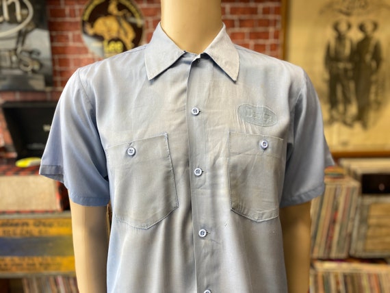 Lee Uniforms blue work shirt short sleeve size me… - image 1