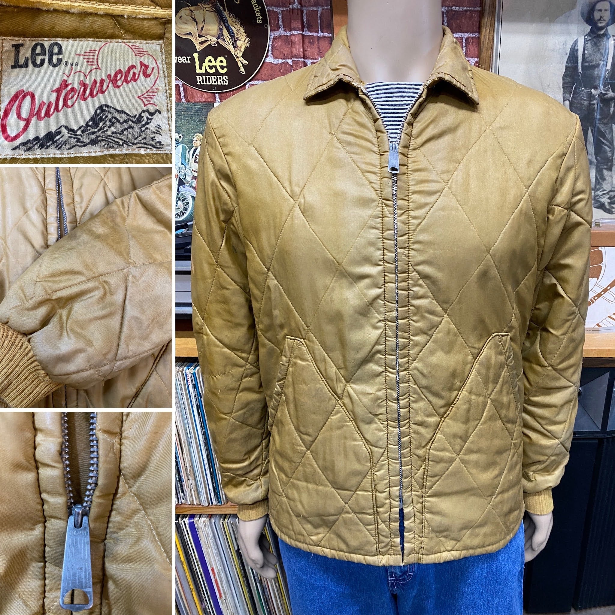 70's Lee Outerwear Yellow Mustard Quilted Outdoor Lined Jacket