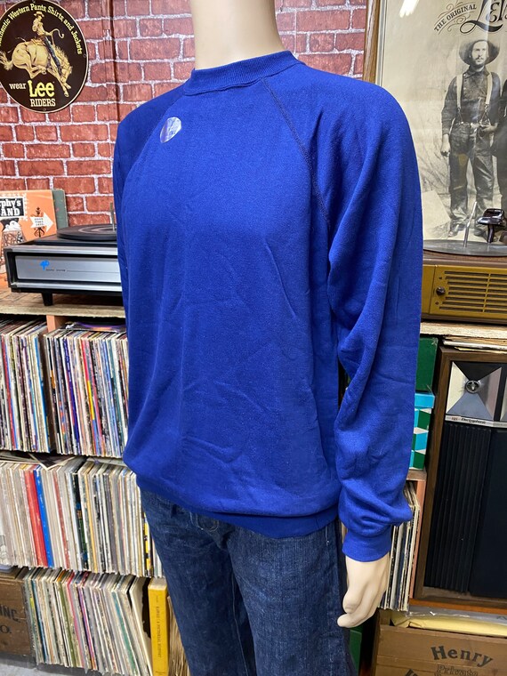 80's JCPenney UNWORN blue soft sweatshirt blank b… - image 7