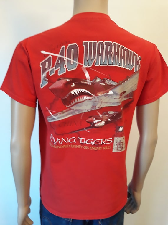 Curtiss P-40 Warhawk Flying Tigers red t-shirt siz