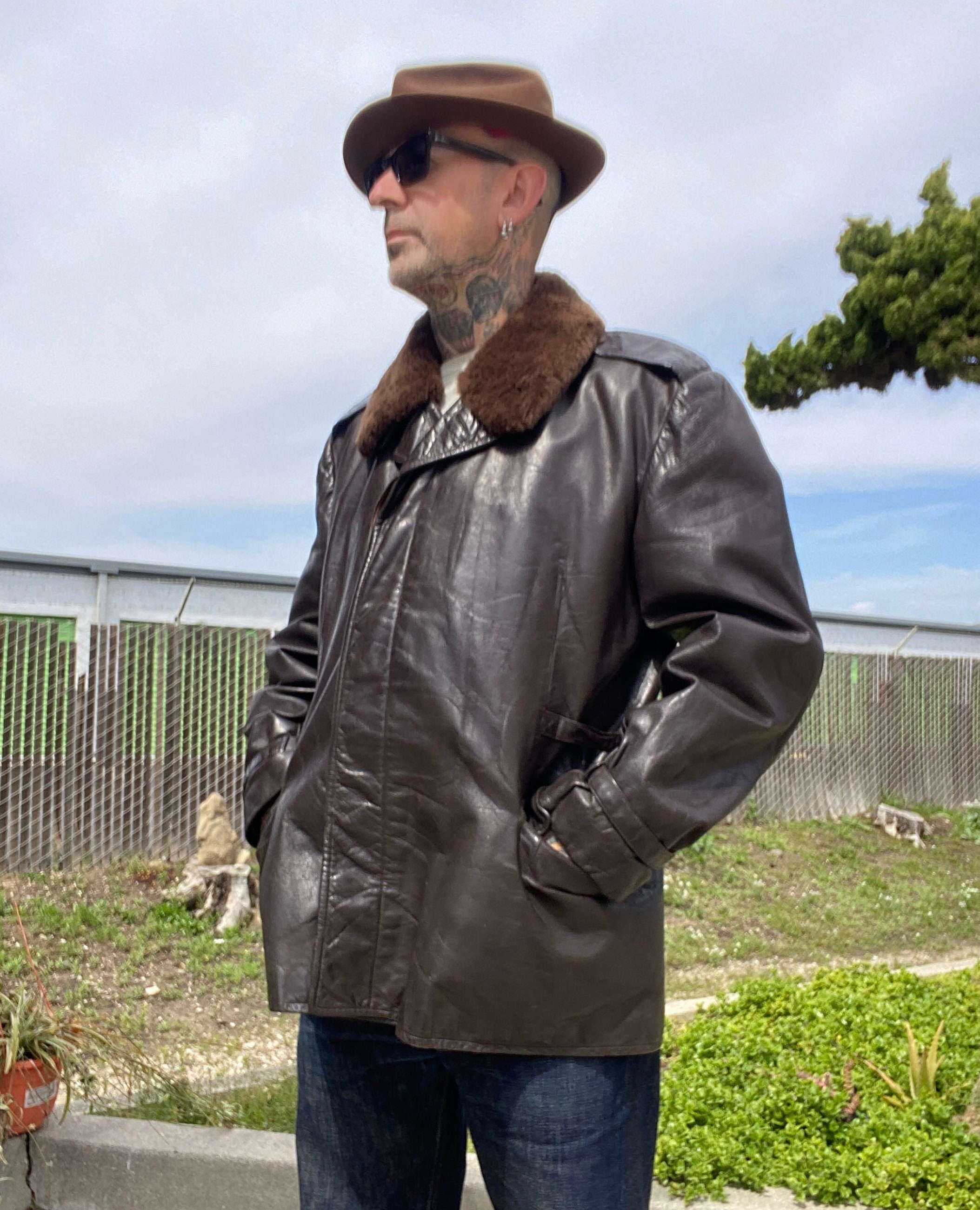 Fur lined leather jacket mens cheap
