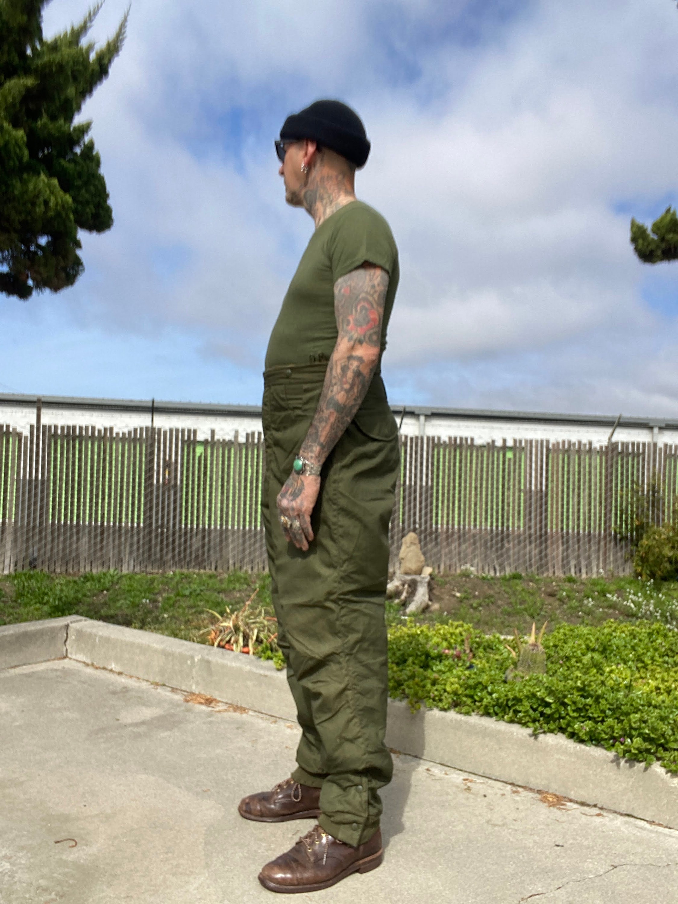 USN WWII N140 Deck Pants Cold Weather Alpaca Wool Lined Olive