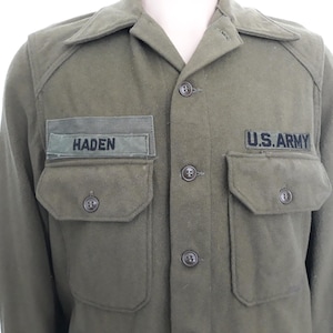 Korean war era U.S. Army combat utility wool OG-107 long sleeve shirt size medium.