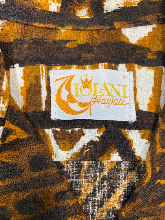 Iolani Hawaiian men's tribal print cotton shirt s… - image 8