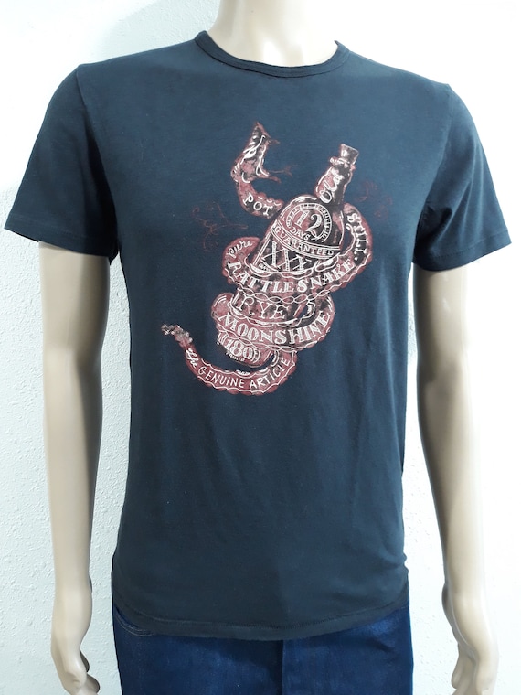Rattle snake moonshine black 100 % cotton t-shirt… - image 1