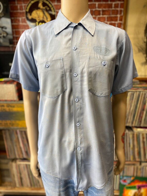 Lee Uniforms blue work shirt short sleeve size me… - image 3
