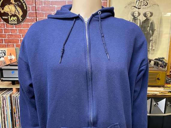 90's Tultex blue sweatshirt hoodie size X-large m… - image 1