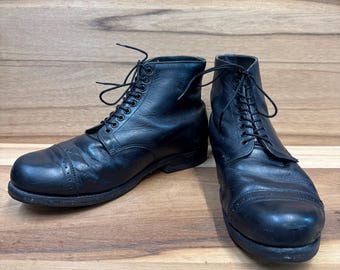 Vintage 1950s 60s Tall Lace Leather Work Boots Size 7 3E - Etsy