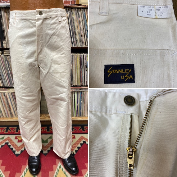 40x30 Stanley U.S.A. New Old Stock off white cotton pants work carpenter painter made in U.S.A