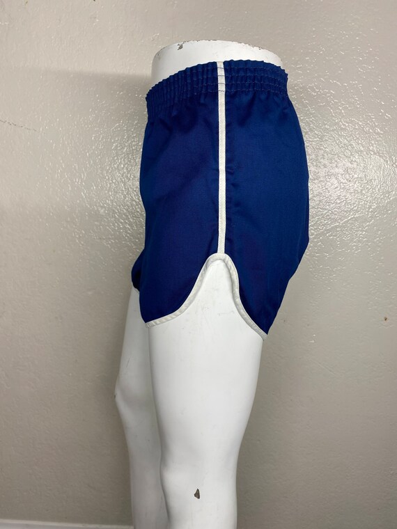 80's Blue unisex athletic short trunks size small. - image 7