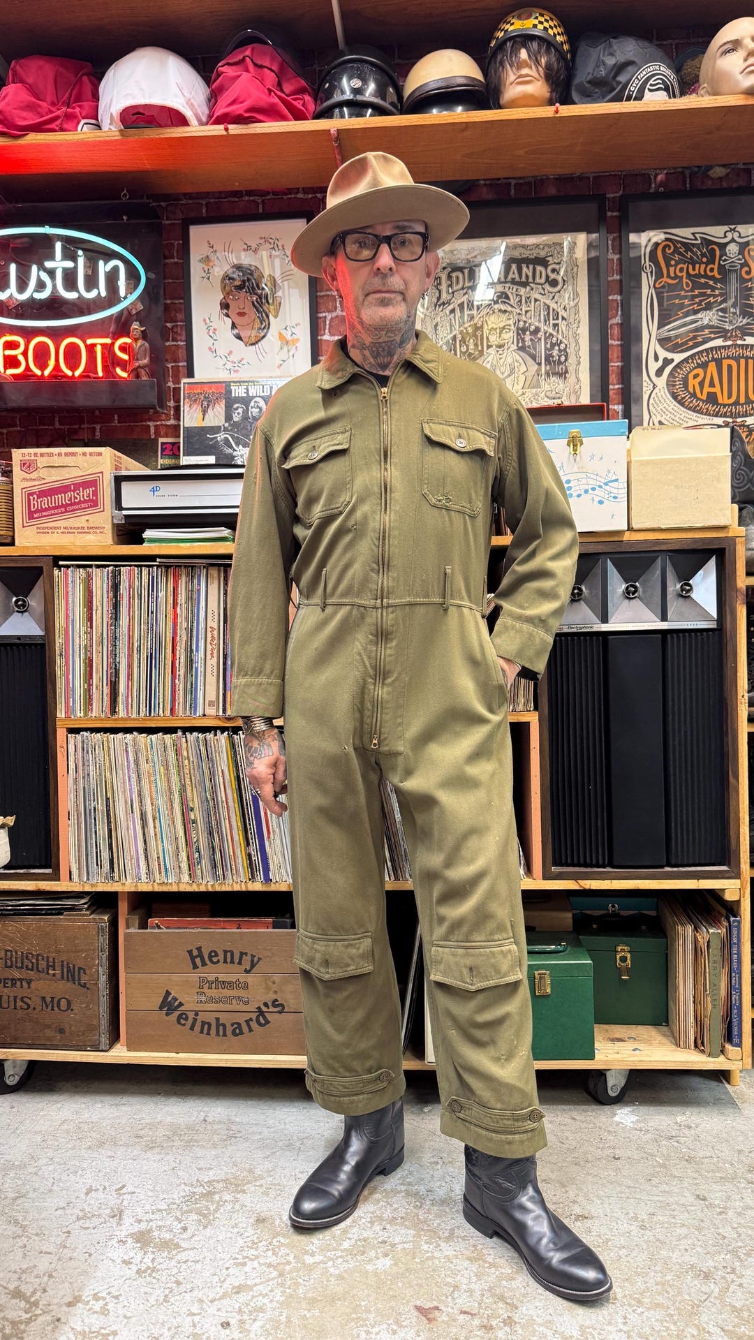 USAAF WWII AN-6550 Light Green Gabardine Flight Suit Size Small