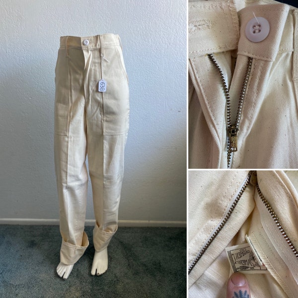 NWT 25x33 beige work pants style unisex cotton pants UNION made in U.S.A.