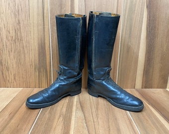 Vtg Motorcycle Riding Equestrian State Trooper tall leather side zip boots size 11-11 1/2? check the measurements.