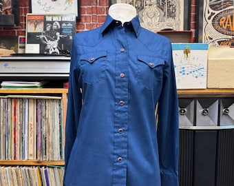 Vintage H Bar C Western Shirt: Women's Blue Long Sleeve, Size 32
