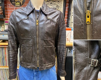 Vtg 60s 70s Natural Comfort Rich Brown Leather East West Style