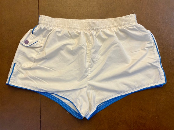 80's White unisex athletic short trunks size medi… - image 1