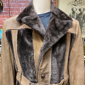 60&#39;s Schott Fine Sportswear brown fur suede leather jacket size 46made in U.S.A.
