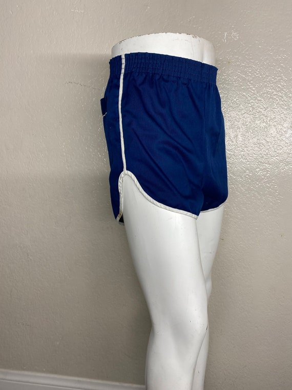 80's Blue unisex athletic short trunks size small. - image 3