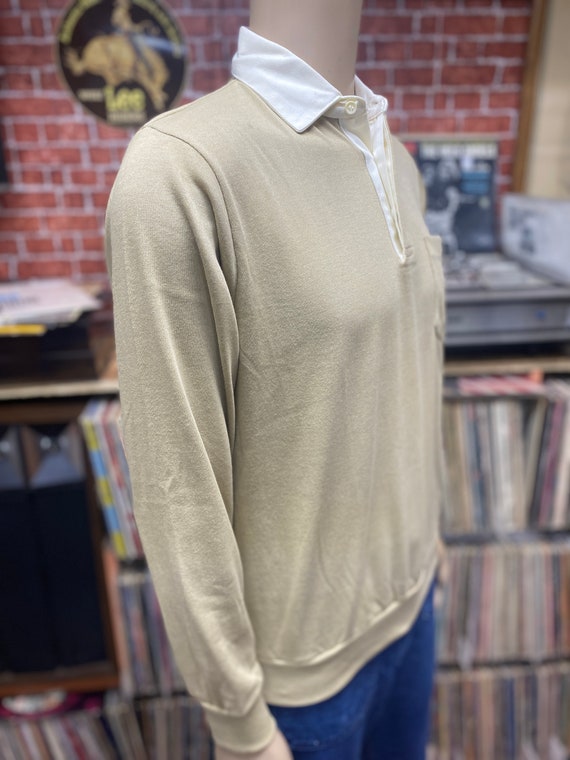 80's Triple Crown UNWORN beige fashion knit shirt… - image 2