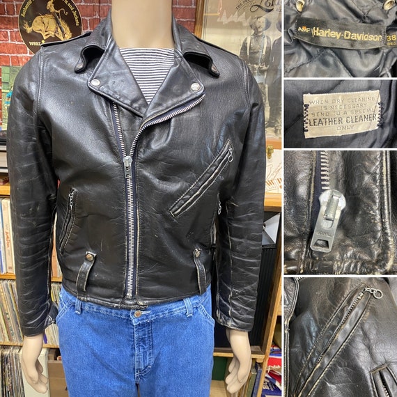 80s Harley-Davidson ライダースジャケット サイズ40 80s Harley Davidson Leather Motorcycle Jacket - Large, Size 44