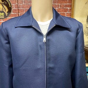 80&#39;s Sainthill Uniforms Ltd. mechanic garage gas station work blue jacket size 42 made in Canada.