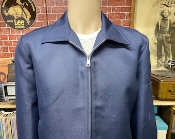 80's Sainthill Uniforms Ltd. mechanic garage gas station work blue jacket size 42 made in Canada.