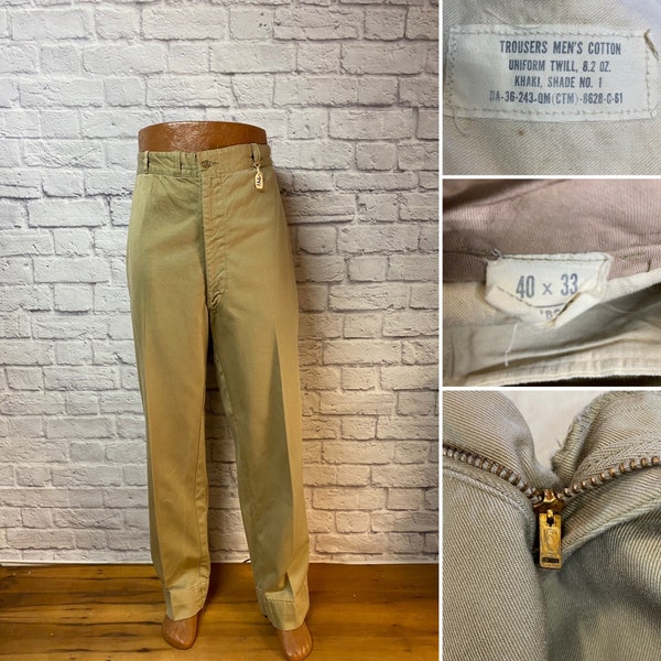 60's size 36x31 men's khaki military chinos slacks trousers pants made in U.S.A.