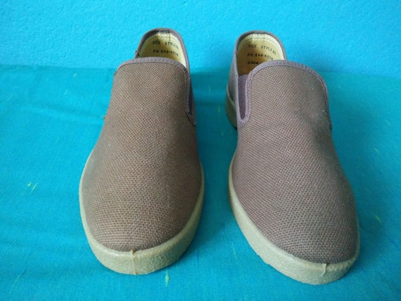 NOS Size 5 1/2 Slip on brown canvas sneakers made… - image 2