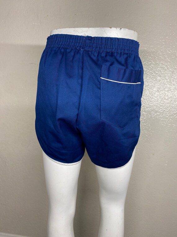80's Blue unisex athletic short trunks size small. - image 9