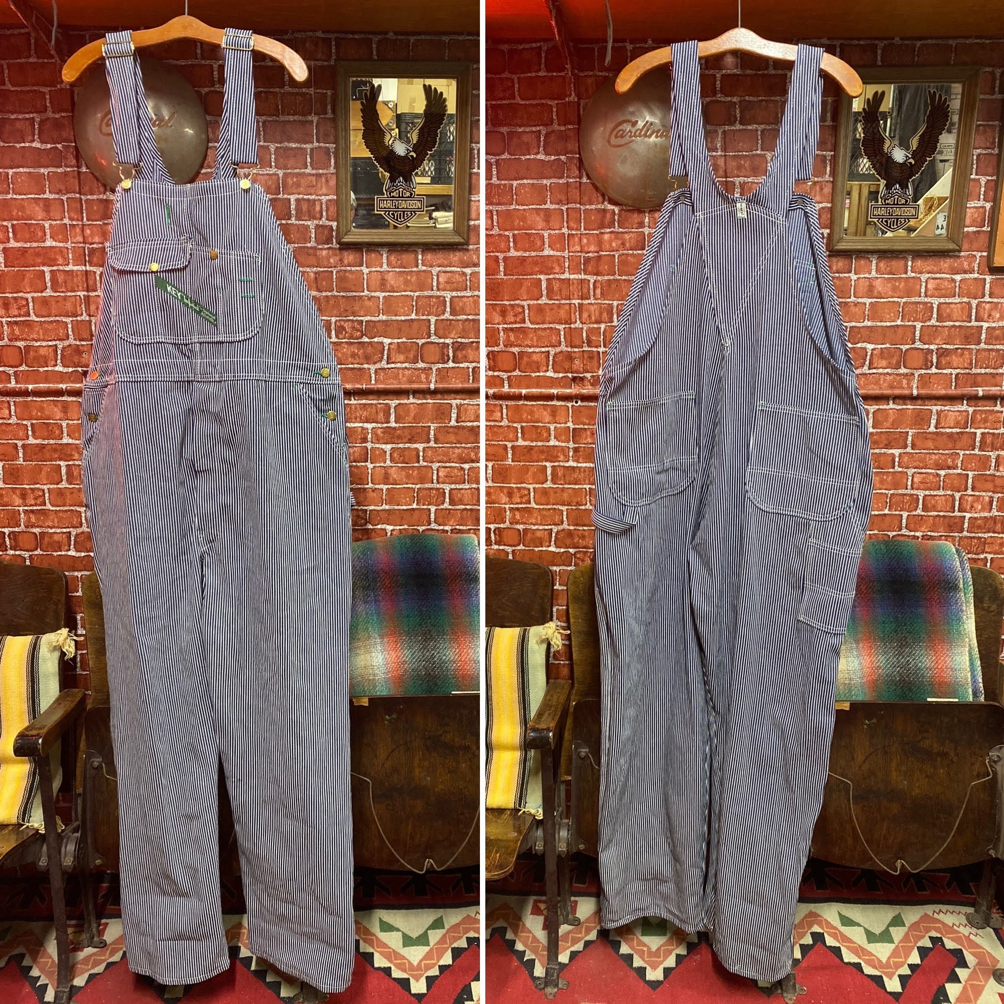 Key Imperial Hickory Railroad Stripes Denim Work Overalls