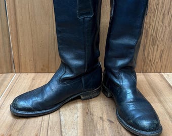 Vtg Engineer Motorcycle Riding black leather boots size 10-10 1/2.