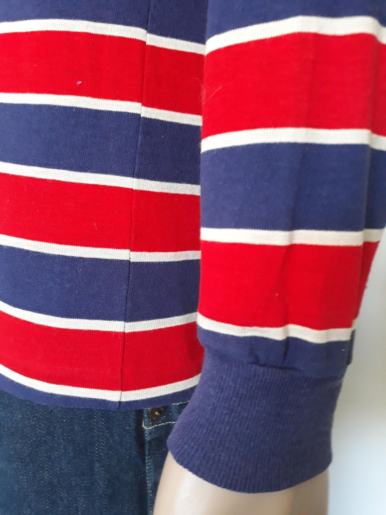 Vintage 1980/'s men/'s Forge striped long sleeve fashion knit shirt size medium made in Usa.