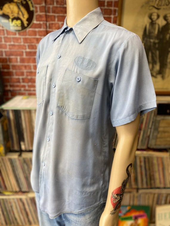 Lee Uniforms blue work shirt short sleeve size me… - image 6