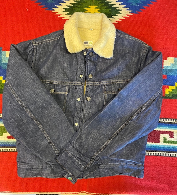 ジャケット・アウター 70s Sears Roebucks Denim Jacket Sears Roebucks Size 36R Denim Sherpa Lining Cowboy Western Jacket