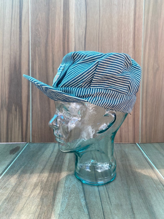 Hickory Stripe Railroad Engineer Cap Denim Train Conductor Hat Costume Accessory Hickory Stripe Railroad Engineer Cap Denim Train Conductor Hat Costume Accessory