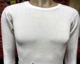 80's Sears white thermal long sleeve t-shirt size medium made in U.S.A..