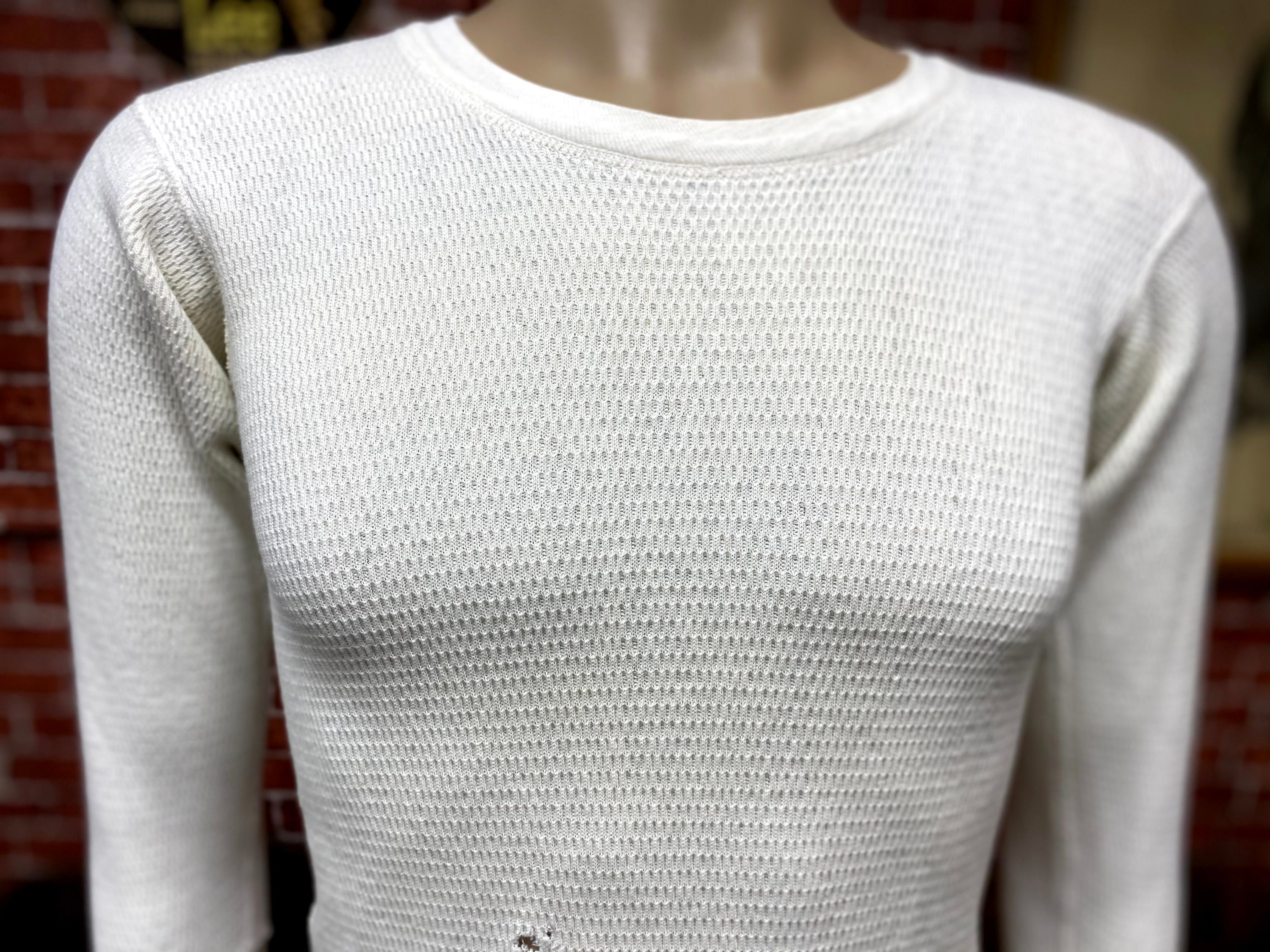 80 s Sears White Thermal Long Sleeve T shirt Size Medium Made in