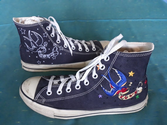 Converse All Star hi top blue Tattoo flash Swan s… - image 1