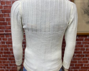 70's Sears UNWORN Cardigan off White Cable Knit Sweater Size