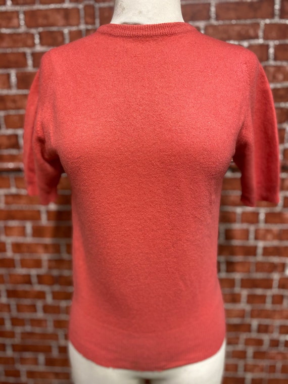 60's Full fashioned peach cashmere knit sweater s… - image 1