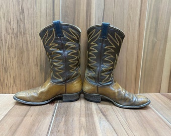 Vintage Larry Mahan Cowboy Boots: Two-tone Gray Embroidered  display picture 1