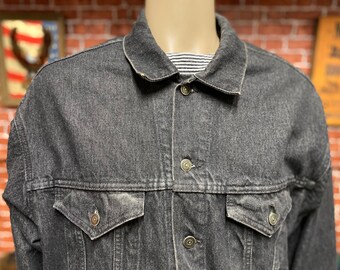Vintage 1990s Black Denim Jacket Size L - Etsy 直販最安価格 90s VANGRACK black Lsize denimjacket Gジャン/デニムジャケット